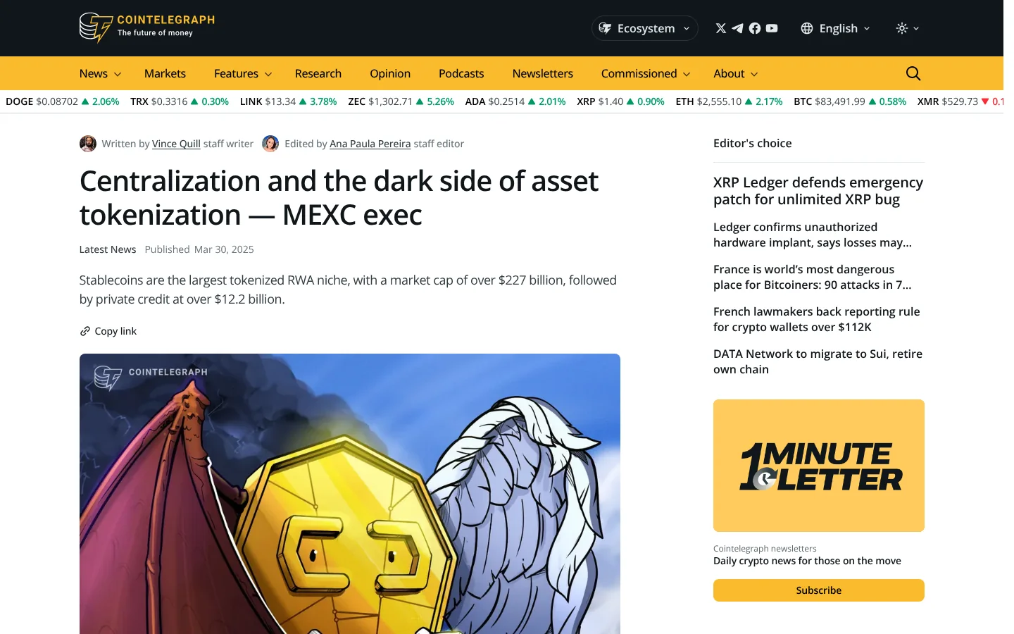 Interview with MEXC’s chief operating officer on Cointelegraph